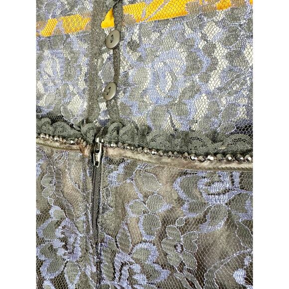 Gunne Sax Jessica McClintock Womens Vintage Dress Black Blue Lace Sweetheart 7 - Picture 11 of 11